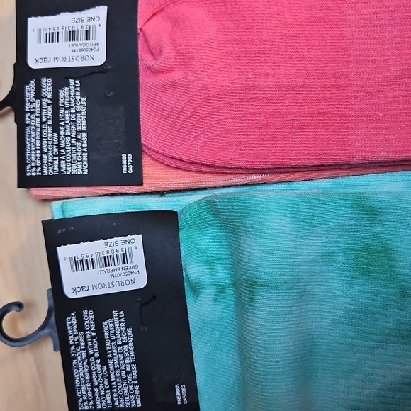 Nordstrom Public Opinion Coral Palm Tree & Green Tie Dye Crew Socks Vibrant NWT - Picture 3 of 4